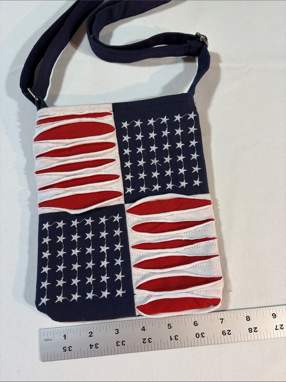 Patriotic Red White & Blue Crossbody Bag Handmade - Picture 4 of 9
